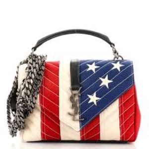 Saint Laurent American Flag Matelassé Canvas Medium Collège Bag